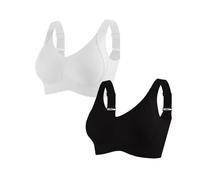 Soutien-Gorge sans Armatures Ajustable à Quatre Boutons pour Femme, sans Armatures, Maintien Total (White+Black,TG)