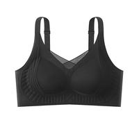 Soutien-gorge sans armatures en dentelle V grande taille double couche confortable doux couverture complète sans armatures Bralettes de soutien anti-affaissement soutien-gorge de sport quotidien pour