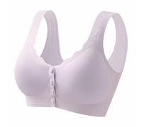 Soutien-Gorge sans Armatures Fermeture Devant Femme Comfit Grandes Tailles Push Up Sport Brassière sans Couture Maintien Fort Anti-Affaissement Dos Nu (Purple, XXXL)