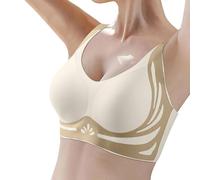 Soutien-gorge sans armatures pour femme avec soutien-gorge sans couture, lisse et confortable, beige, XXL