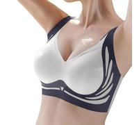 Soutien-gorge sans armatures pour femme avec soutien-gorge sans couture, lisse et confortable, bleu, L