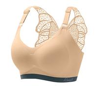 Soutien-gorge sans armatures pour femme Grande taille Soutien-gorge push-up sans anneau en acier Sport Beauty Back Bra Sous-vêtements Bustiers, beige, 5XL