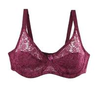 Soutien-gorge sans armatures pour femme - Push Up - Gros seins - Maintien fort - Élégant - Bords ondulés - Minimaliste - Sans coutures - Confortable - Léger - Pour le quotidien, Bordeaux, 120D