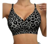 Soutien-gorge sans armatures pour femme, soutien-gorge confortable de soutien, imprimé léopard, couverture complète, sans armatures, soutien-gorge élégant pour stimuler la confiance, Noir , M