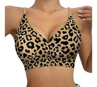 Soutien-gorge sans armatures pour femme, soutien-gorge confortable de soutien, imprimé léopard, couverture complète, sans armatures, soutien-gorge élégant pour stimuler la confiance, beige, S