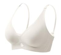 Soutien-gorge sans armatures pour femme - Soutien-gorge rembourré sans armatures avec rembourrage - Brassière bustier sans coutures - Respirant et doux, beige, M