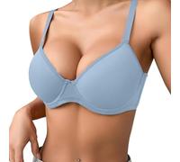 Soutien-gorge sans armatures sans couture avec maintien élevé pour femme Bretelles réglables Couverture complète Confortable Dentelle pour femme, bleu clair, 100C