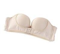 Soutien-gorge sans bretelles avec boucle sur le devant, soutien-gorge bandeau uni pour femme, soutien-gorge push-up sans bretelles, Couleur chair, 36D