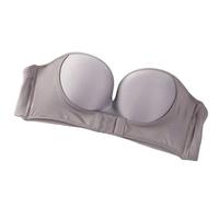 Soutien-gorge sans bretelles avec boucle sur le devant, soutien-gorge bandeau uni pour femme, soutien-gorge push-up sans bretelles, gris, 105C