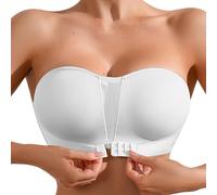 Soutien-Gorge Sans Bretelles Avec Fermeture Avant Pour Femme Sans Armature Bustier Push up Support Sein Collant Soutiengorge Antidérapant Bralette Casual Chic Bandeau Lingerie Tendance Blanc Rouge