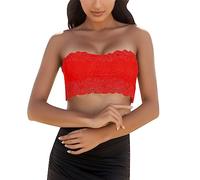 Soutien Gorge sans Bretelles Bandeau Poitrine Femme Coton Bretelle Transparente Mariage Grande Taille Push Up Invisible Armature Soutiens-Gorge De Sport Ouverture Devant Dos Nu Attache,2-Rouge,S