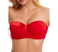 Soutien-gorge sans bretelles pour femme avec bretelles transparentes, pas de mal et ne bouge jamais. Taille du bracelet (34-48) Bonnet B/C/D/DD/DDD/G, Rouge, 95E
