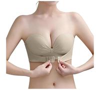Soutien Gorge sans Bretelles Push Up Invisible Dos-Nu Minimiseur avec Armature Bandeau Femme Running Bra Top De Sport Fermeture Devant Complexe Coque Adhesive Post Operatoire