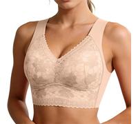Soutien Gorge sans Couture Push up sans Armature Confortable Brassière Dentelle Bra Bandeau Sport Soutien-Gorge pour Quotidien Fitness Yoga Vetements Feminins Bralette (Beige, L)