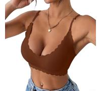 Soutien-gorge sans couture sans couture ultra fin respirant en soie glacée rembourré 3/4 de bonnets à bretelles réglables pour dormir, maison, usage quotidien, gilet confortable (XL caramel)