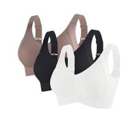 Soutien-Gorge Sans Coutures Anti-Affaissement Grande Taille Pour Femmes Couleur Unie Qui Fait ParaîTre Les Gros Seins Plus Petits Sous-VêTements RéGlables Lot De Trois