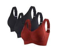 Soutien-Gorge Sans Coutures Anti-Affaissement Grande Taille Pour Femmes Couleur Unie Qui Fait ParaîTre Les Gros Seins Plus Petits Sous-VêTements RéGlables Lot De Trois