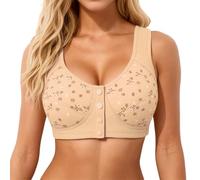 Soutien-gorge sans fil 2026 pour femme avec fermeture avant pour bonnets confortables et doux, sans coutures, couverture complète - Idéal pour tout le monde, que ce soit comme t-shirt ou, beige, 40
