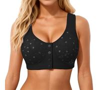 Soutien-gorge sans fil 2026 pour femme avec fermeture avant pour bonnets confortables et doux, sans coutures, couverture complète - Idéal pour tout le monde, que ce soit comme t-shirt ou, Noir , 44