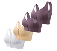 Soutien-gorge sans fil pour femme - Fermeture avant - Soutien-gorge confortable avec bretelles larges et couverture complète - Maintien doux - Idéal pour tous les jours - Fitness - Tenue femme, e, 52