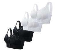 Soutien-gorge sans fil pour femme - Fermeture avant - Soutien-gorge confortable avec bretelles larges et couverture complète - Maintien doux - Idéal pour tous les jours - Fitness - Tenue femme, c, 52