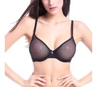 Soutien-Gorge Sexy Non doublé, Maille Transparente Ultra-Mince, Non doublé, Anneau en Acier, Soutien-Gorge en Dentelle Transparente