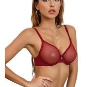 Soutien-Gorge Sexy Non doublé, Maille Transparente Ultra-Mince, Non doublé, Anneau en Acier, Soutien-Gorge en Dentelle Transparente