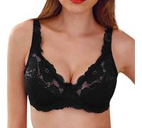 Soutien-gorge sexy pour femme - En coton - Sans rembourrage - Sans armatures - En dentelle - Bralette Zero Feel - Pour femme, Noir , 115C