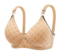 Soutien Gorge,Soutien-Gorge sans Fil Confortable pour Femmes Nouveau Soutien-Gorge sans Couture à imprimé Floral Idéal pour Les Personnes âgées Parfait pour Un Usage Quotidien (Beige, 40)