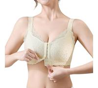 Soutien Gorge Sport,Brassiere Sport Femme,Soutiens-Gorge en Dentelle à Fermeture Avant pour Grandes Tailles, sans Armatures, couvrance Totale, Confort Optimal. (Beige, M)