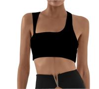 Soutien Gorge Sport Femme Soutien-Gorge De Sport À Col Carré for Femmes, Résistant Aux Chocs, Confortable, sans Fil, Fitness, Yoga Brassière pour Fitness Yoga(Black,S)