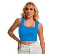 Soutien Gorge Sport Femme Soutien-Gorge De Sport Côtelé sans Fil for Femmes, Respirant, Élastique, Rembourré, Yoga, Fitness Brassière pour Fitness Yoga(Blue,Large)
