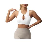 Soutien Gorge Sport Femme Soutien-Gorge De Sport for Femmes avec Coussinets Amovibles Racerback Low Impact Yoga Running Bra Brassière pour Fitness Yoga(White,S)