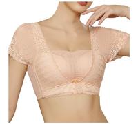 Soutien Gorge Sport Maintien Extreme Femmes Dentelle débardeurs sans Fil Soutien-Gorge Dentelle Haut Court rembourré Stretch Spaghetti Fine Sangle Yoga Sport Soutien-Gorge pour (Khaki,36)