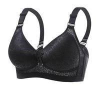 Soutien Gorge Sport Maintien Extreme Soutien-Gorge réglable froncé surdimensionné pour Femmes,Confortable et Respirant,Bonnet Fin,Quatre Boucles,sans Anneau en Acier(Black,36BC)