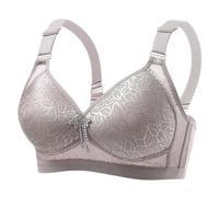 Soutien Gorge Sport Maintien Extreme Soutien-Gorge réglable froncé surdimensionné pour Femmes,Confortable et Respirant,Bonnet Fin,Quatre Boucles,sans Anneau en Acier(Grey,42BC)