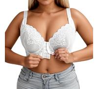 Soutien Gorge Sport,Soutien-Gorge Confortable Grande Taille avec Fermeture en Dentelle sur Le Devant pour Femme, Lingerie élégante à Porter au Quotidien, idéale pour Toutes Les Saisons (White, 100D)