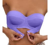 Soutien Gorge Sport,Soutiens-Gorge De Sport Femme,Women's Comfortable Wireless Front Closure Bra for Everyday Use with Design and Transparent Straps (Purple, 70B)