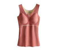 Soutien-gorge thermique sans manches à col en V avec soutien-gorge intégré Sous-vêtement quotidien Culotte balconnet grande taille, marron, 4XL