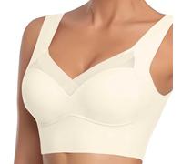 Soutien Gorge Vetement Femme Brassiere Sport Fermeture Devant Brassière Grande Poitrine Anti-Transpiration Bandeau Élastique sans Armature avec Taille Firm Lift Push Up Blanc 5XL