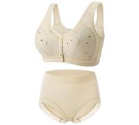 Soutien Gorge Wmbra Soutien Gorge Femme Sexy Chic Soutien-gorge et ensemble pour femmes, fermeture frontale, sous-vêtements pour femmes âgées, slips, Bralette Femme sans Armature Soutien (Yellow, 50)