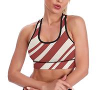 Soutiens-Gorge de Sport Courts à Rayures Rouges et Blanches et Cercles Aquarelle pour Femmes, Parfaits pour Le Yoga, Le Fitness et l'entraînement.