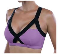 Soutiens-Gorge De Sport Femme Femmes Fitness Belle Chaude Sexy Yoga Soutien-Gorge Prise arrière téléphone Portable Poche Yoga Soutien-Gorge de Sport(Purple,L)