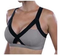 Soutiens-Gorge De Sport Femme Femmes Fitness Belle Chaude Sexy Yoga Soutien-Gorge Prise arrière téléphone Portable Poche Yoga Soutien-Gorge de Sport(Grey,XL)