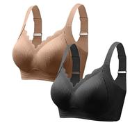 Soutiens-Gorge Femme Lot De 2 Soutien Gorge Sans Armature Sexy Vague Unie Brassière Femme Push Up Comfortable Sans Coutures Classiques Maintien Rembourré Soutien-Gorge Lot Soutien Gorge Armature