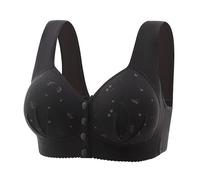 Soutiens-gorge femme sans armature col en V bralette ouvert devant invisible soutien-gorge minimiseur léger Brassiere sangles réglables en microfibre buste post-chirurgical corset sans couture, Noir