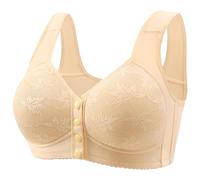 Soutiens-Gorge Femme Soutien Gorge sans Armature Brassière Fermeture Devant sous Vetements Push Up Brassiere Bralette Support Haut Anti Bra Grande Taille Comfort Lingerie Beige XL