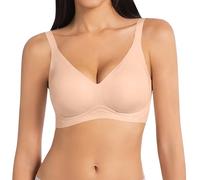 Soutiens-Gorge Femme-Soutien Gorge sans Armature-Soutien-Gorge Confortable sans Coutures- Effet Push-up- sans Armatures- Bonnets Souples- idéal au Quotidien (Khaki- XXL)