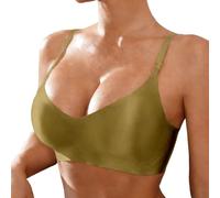 Soutiens-Gorge Femme,Soutien Gorge sans Armature,Soutien-Gorge sans Coutures à Fines Bretelles Ajustables, Rembourrage Amovible, Confort Quotidien, Maintien léger, brassière t-Shirt (Green, S)