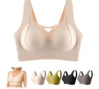 Soutiens-Gorge Push-up sans Fil pour Seniors, Soutiens-Gorge correcteurs de Poitrine Confortables de Grande Taille pour Seniors, Couverture intégrale des Bonnets, Maintien Solide (Beige,TG)